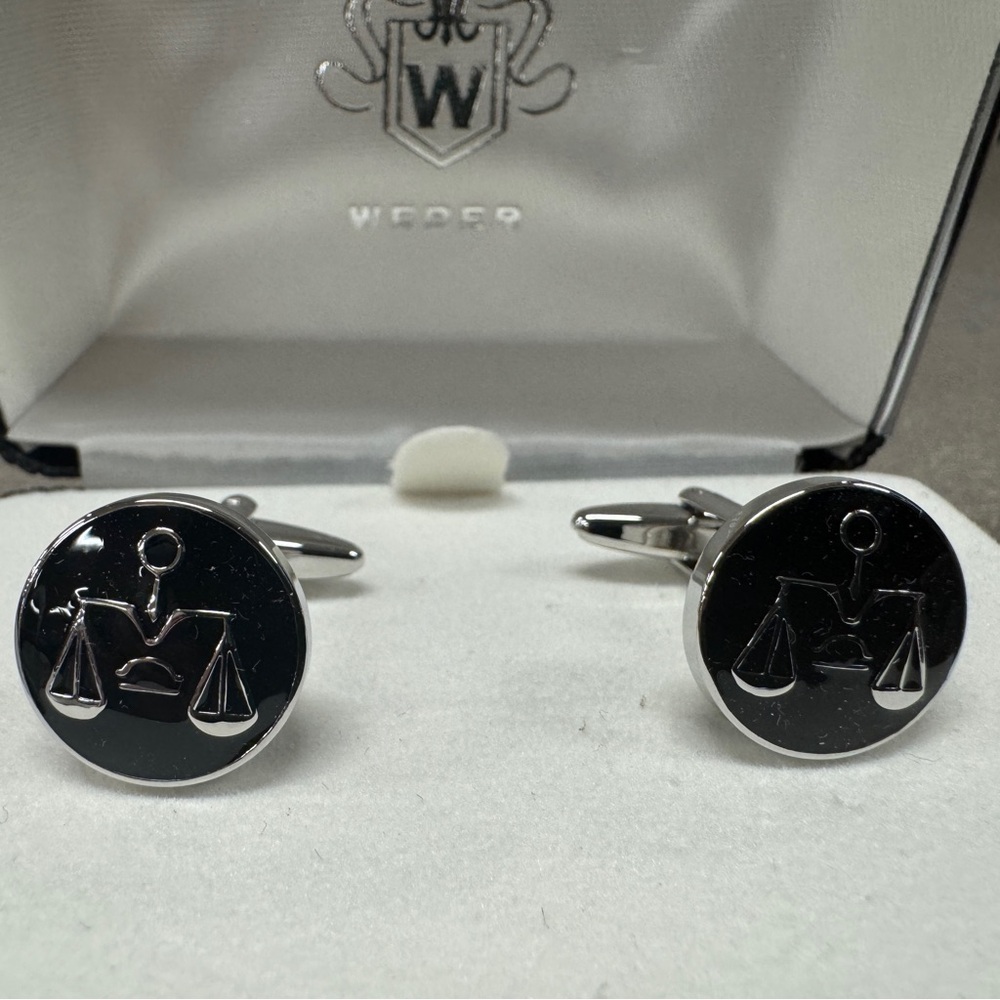 Legal lawyer attorney justice Black and Silver Cufflinks